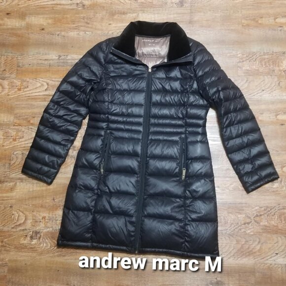 Andrew Marc Jacket Puffer Coat Medium Black Modern Contemporary - Picture 1 of 8